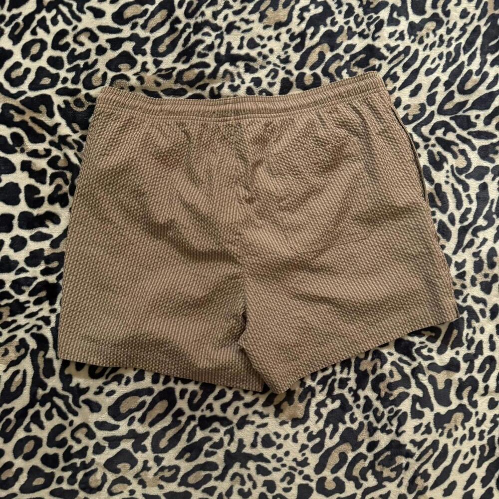 Large Textured Pacsun Brown Striped Swim Shorts - Picture 3 of 3
